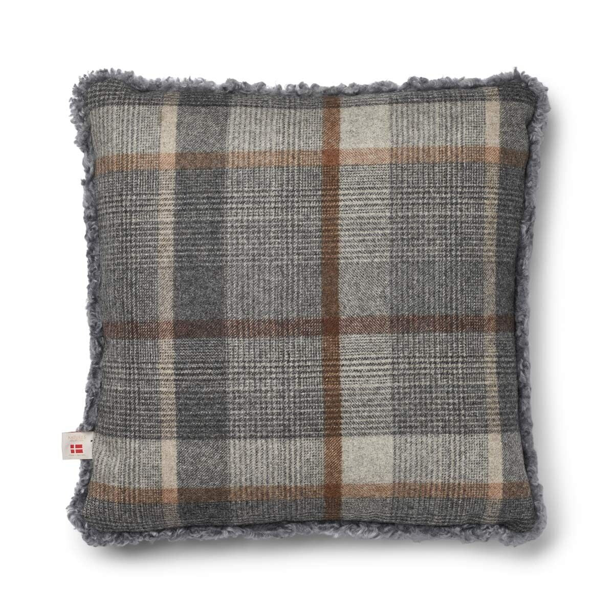 Coussin une face Glencheck-Gris/Gris clair