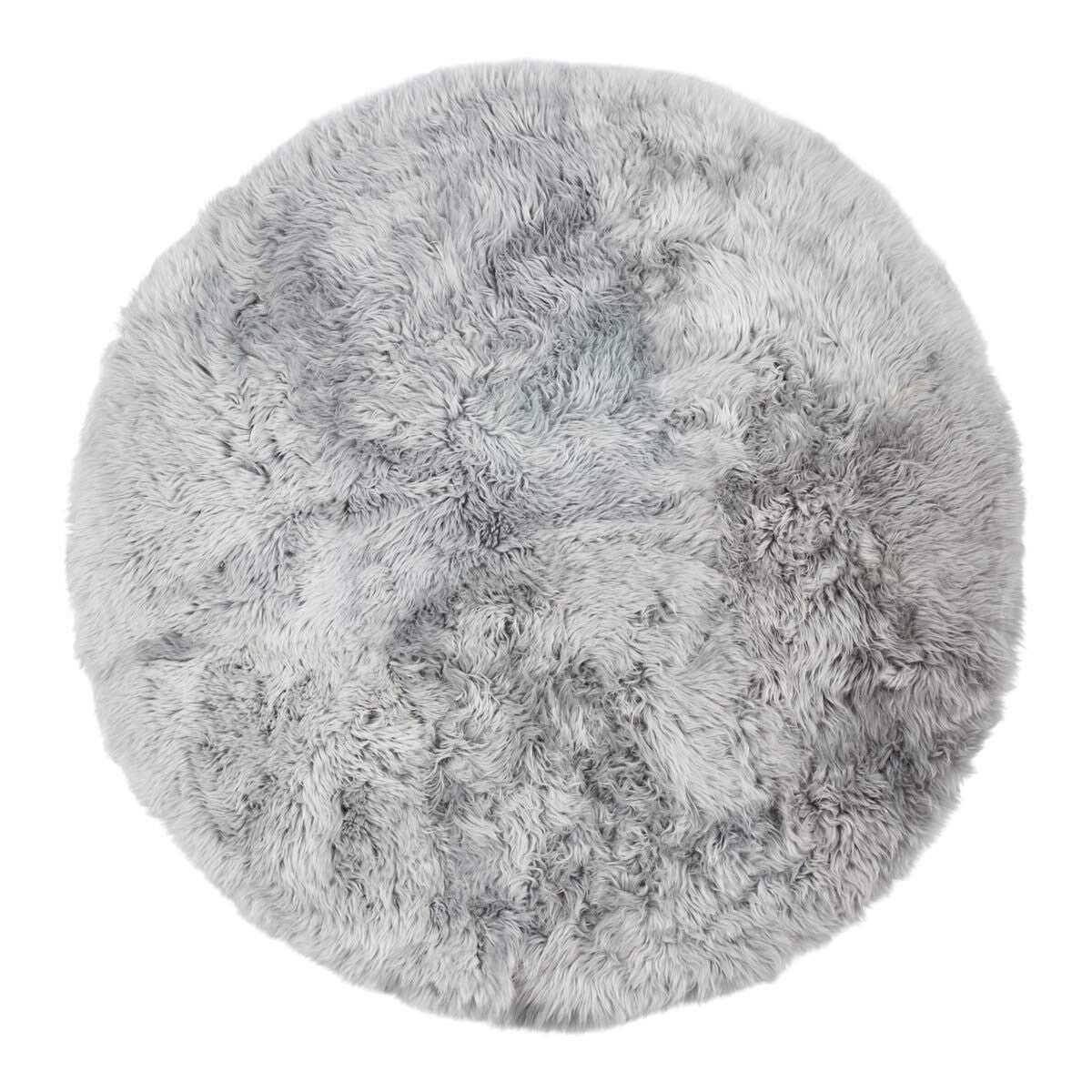 Tapis design en laine et peau de mouton ø140 cm Gris Léger
