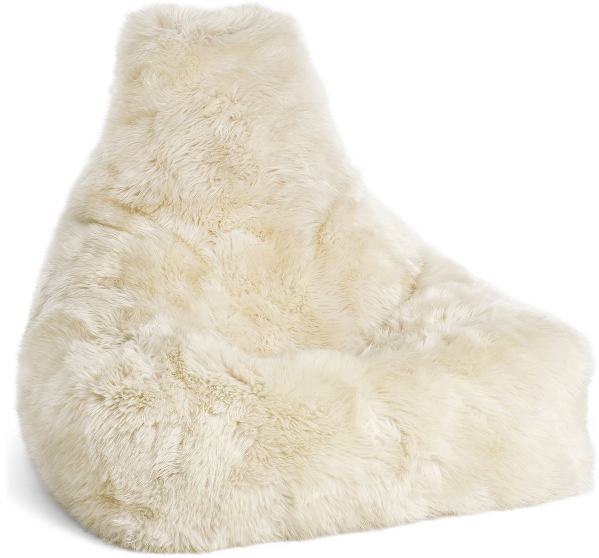 Fauteuil pouf en peau de mouton | Laine longue Ivoire