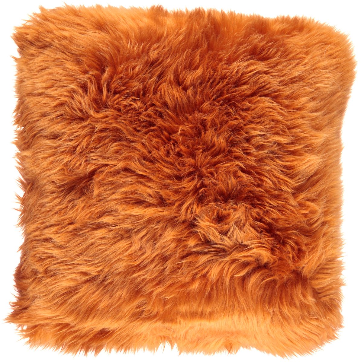 Coussin en peau de mouton longue laine Rouille