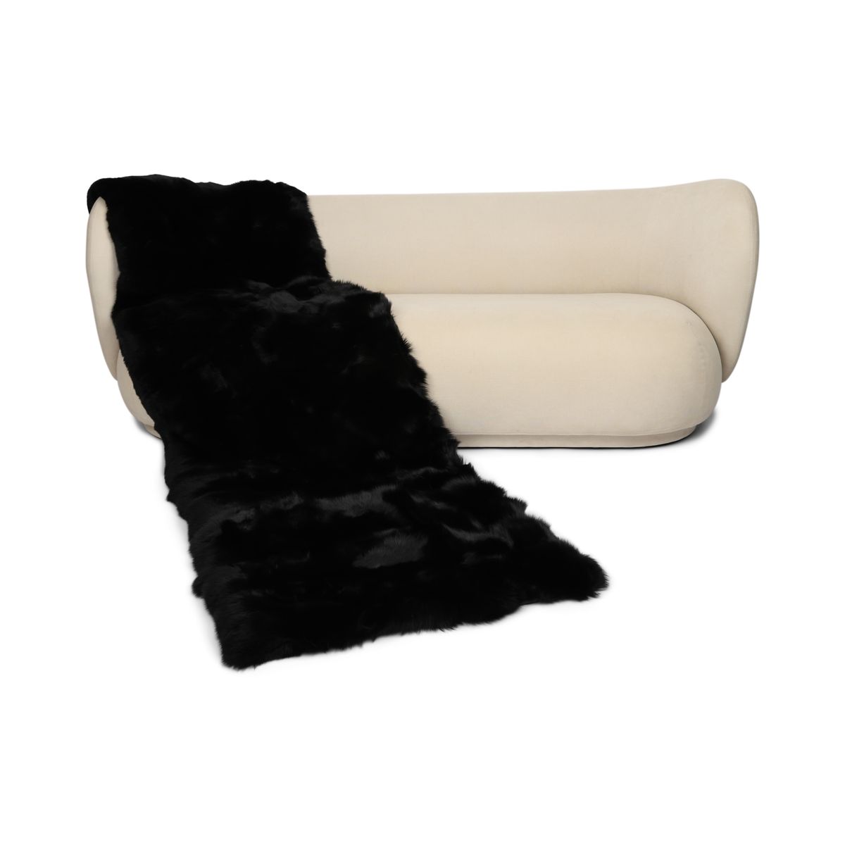 Plaid Premium en Fourrure de Renard | Doublure Cachemire | Noir | 80x220 cm