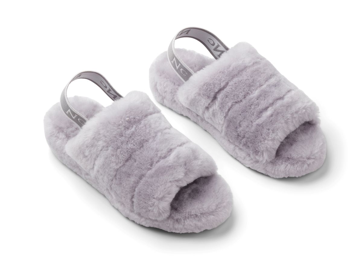 Chausson bouclé duveteux Gris Léger