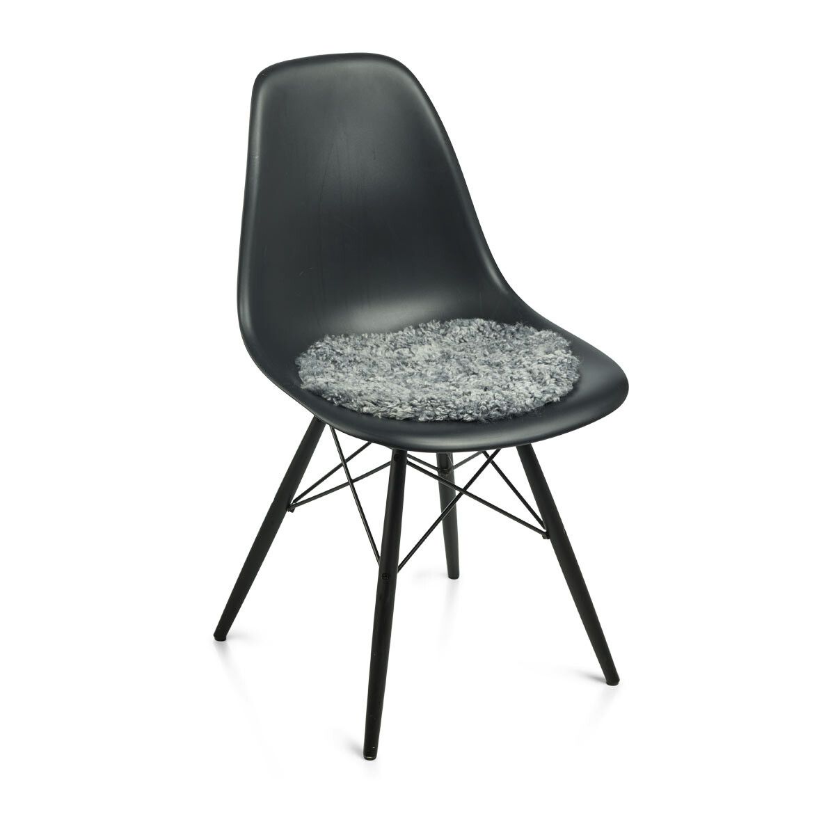 Dessus de siège en peau de mouton bouclée à laine courte | Ø38 cm Gris Léger