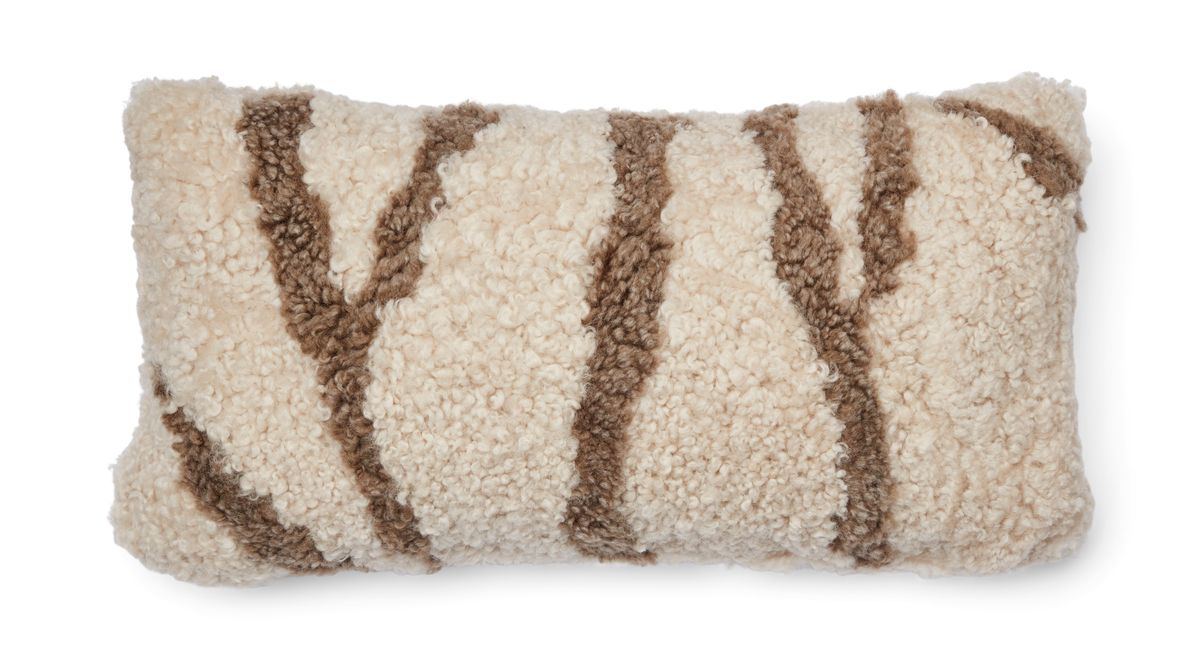 Coussin zébré Taupe/Blanc