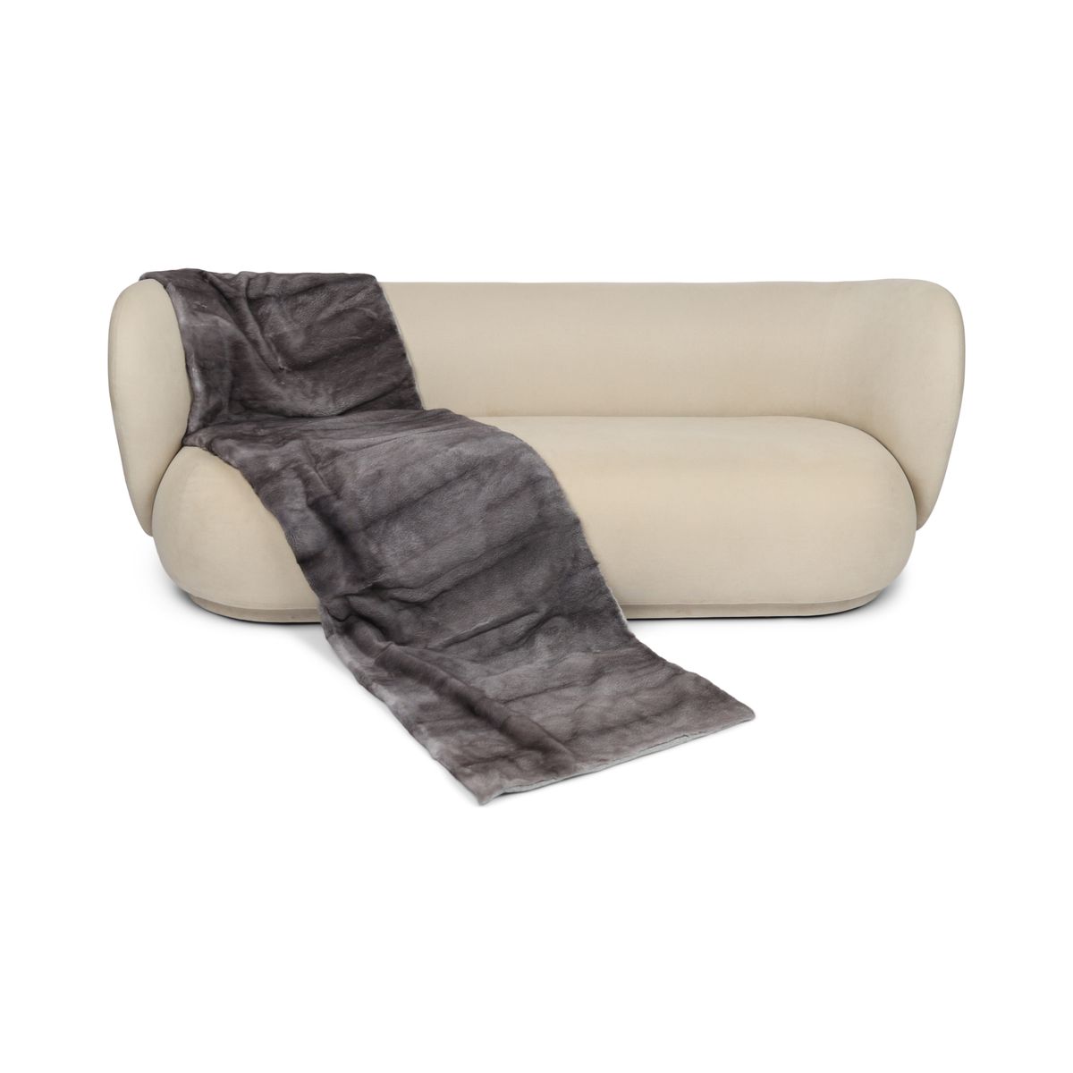 Plaid en vison | Dos en cachemire | Saphir | 64x220 cm