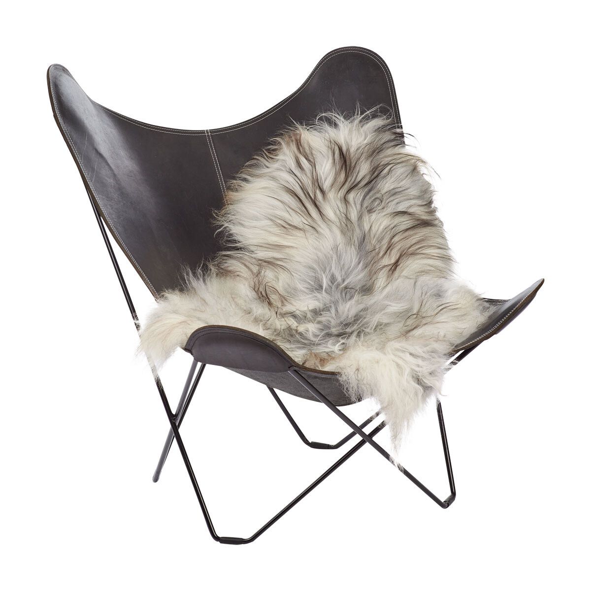 Peau de mouton islandaise | Laine longue | 90 cm Gris Naturel