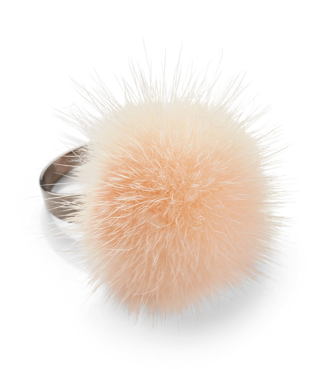 Bague Pompon Rose pêche