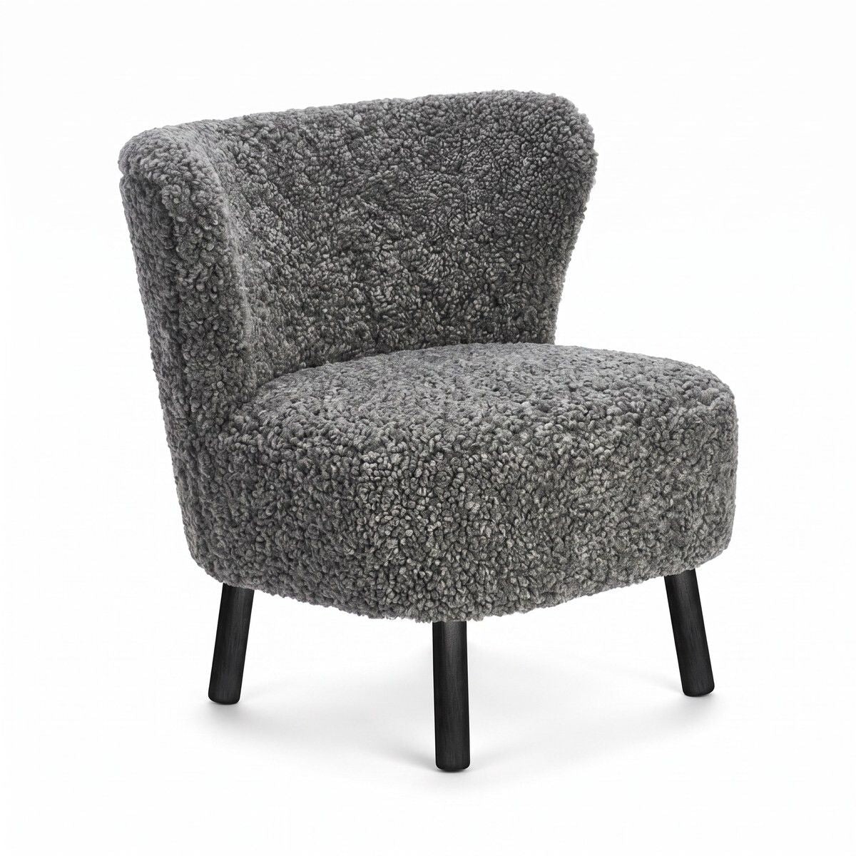 Fautieuil Emil en peau de mouton à laine courte Graphite