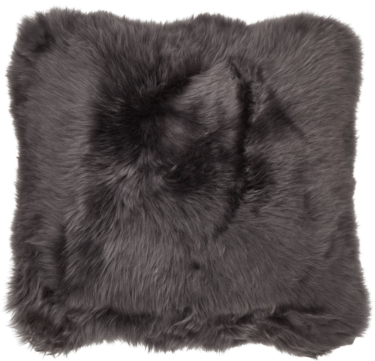 Coussin en peau de mouton longue laine Acier