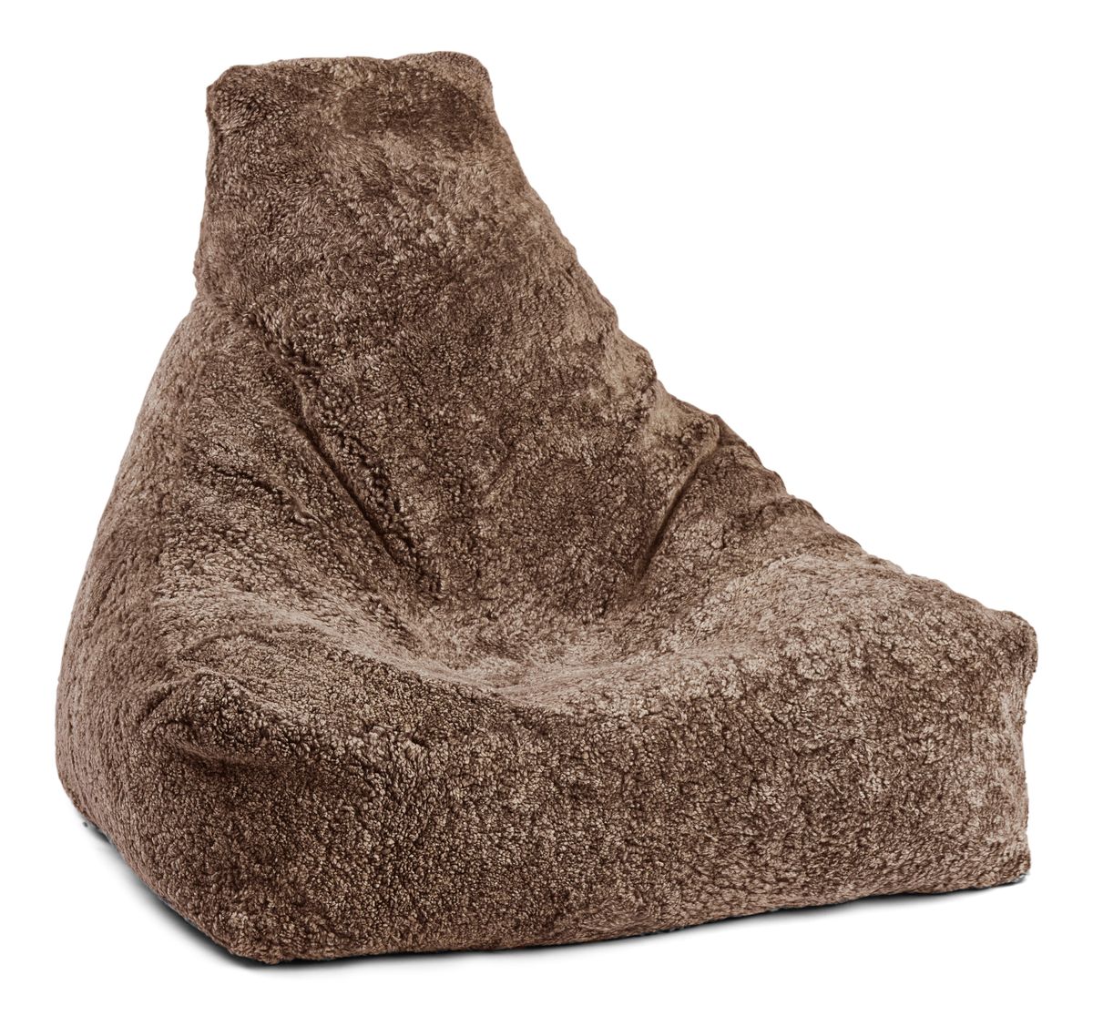 Fauteuil pouf en peau de mouton | Laine courte Taupe