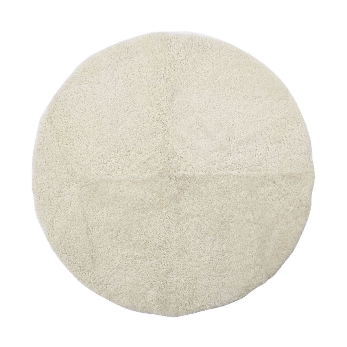 Tapis design en peau de mouton bouclée à laine courte Ø140 cm Ivoire