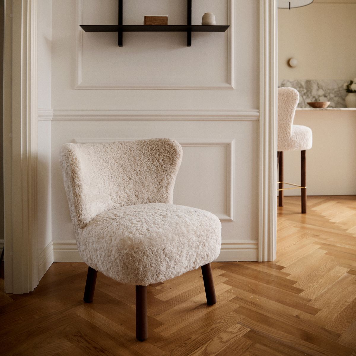 Fauteuil lounge Emily | Laine courte Anthracite