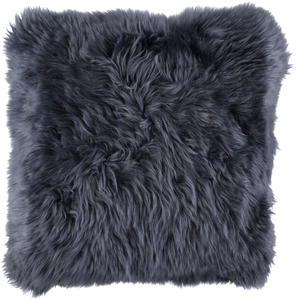 Coussin en peau de mouton longue laine Marine