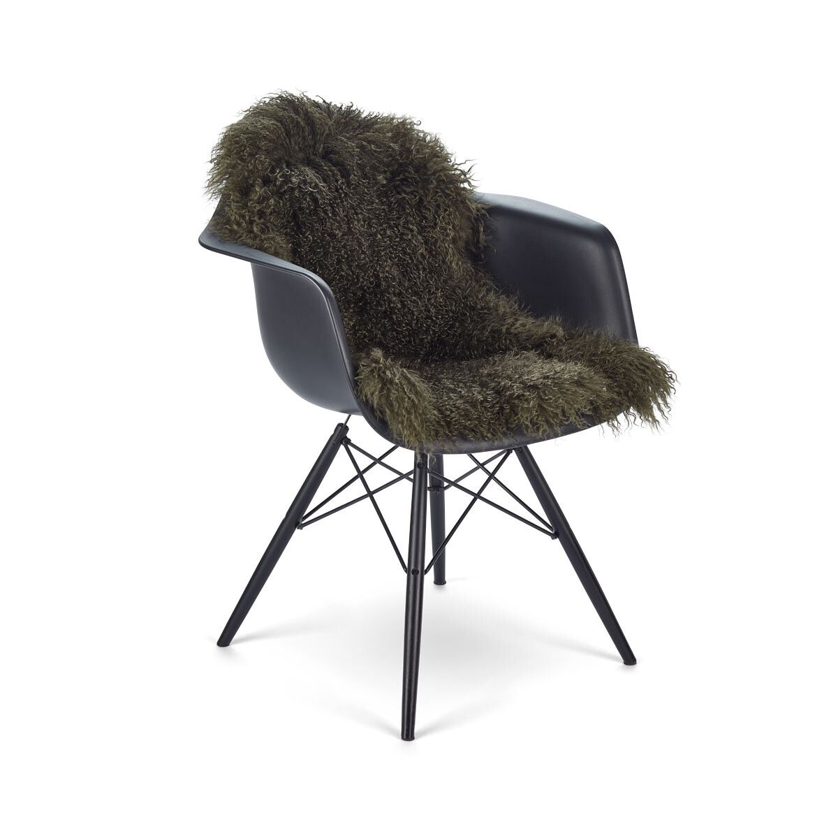 Peau de mouton bouclée 85x50 cm Vert Haie