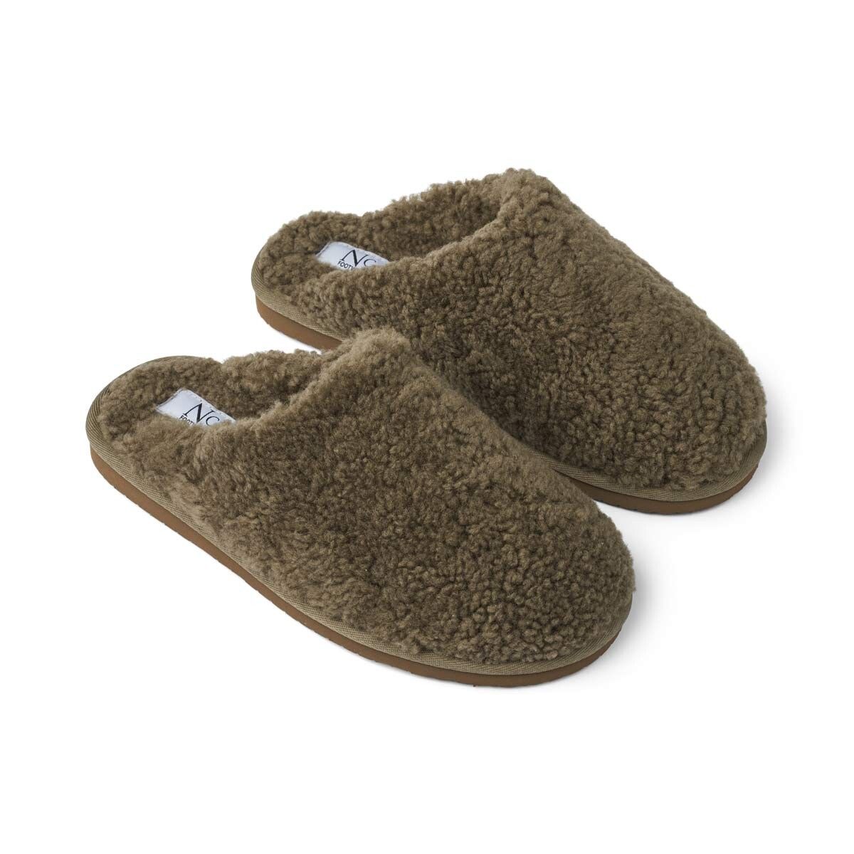 Chausson bouclé unisexe Olive