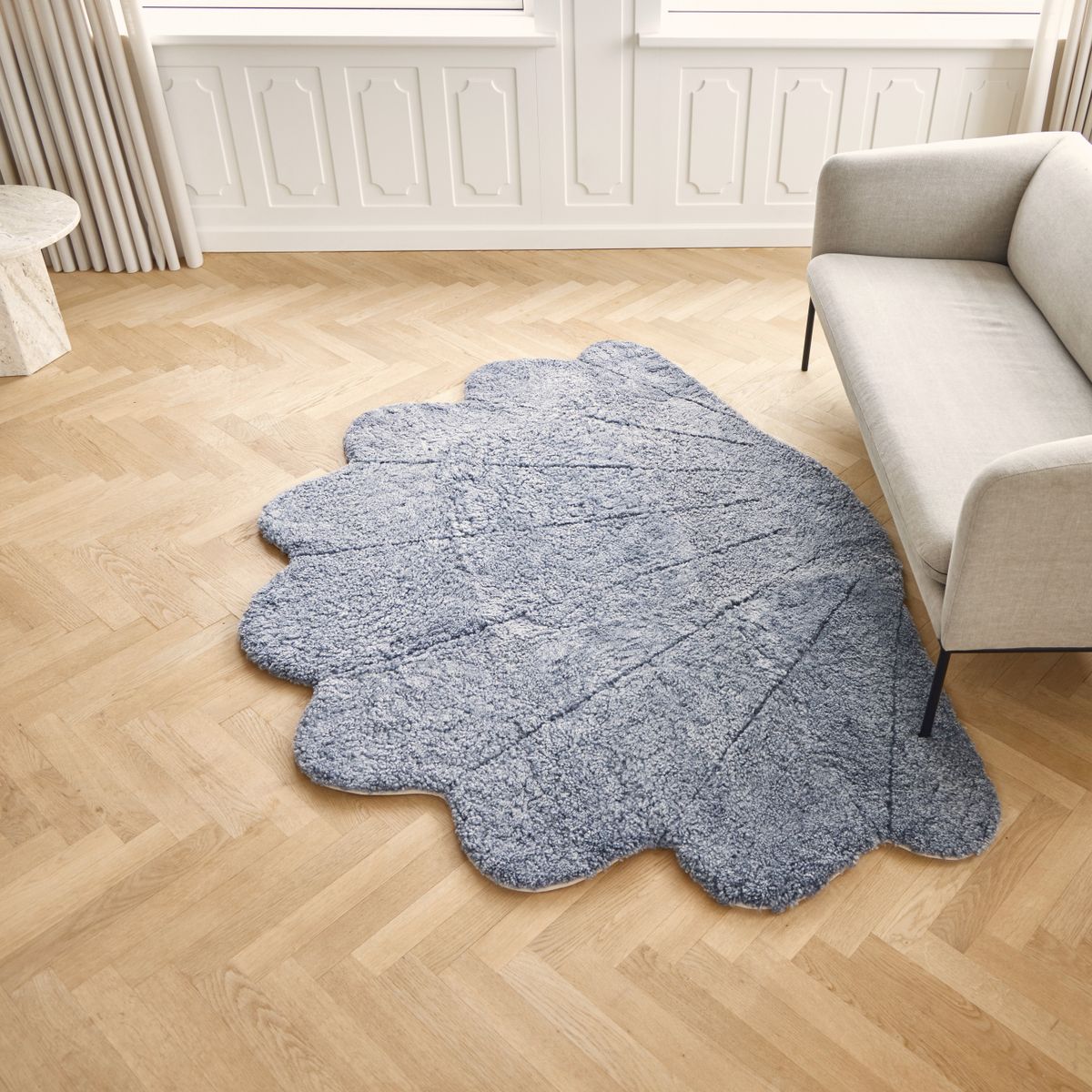 Tapis court en laine bouclée en peau de mouton Shell Design 210x150 cm Anthracite