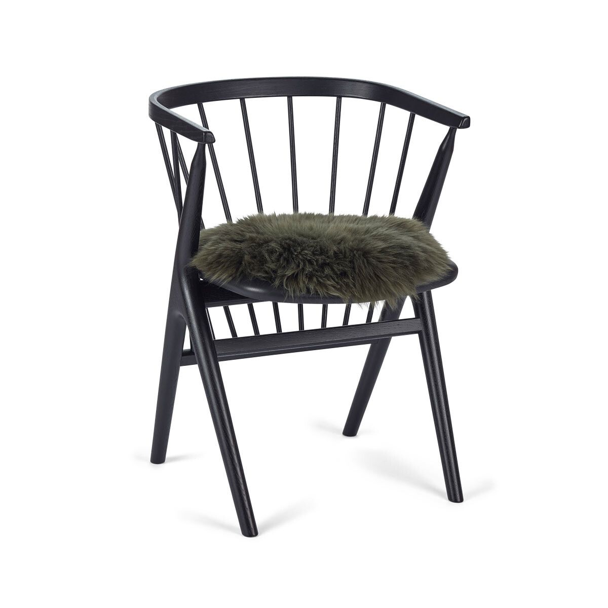 Dessus de siège en peau de mouton | Laine longue | Ø38 cm Vert Haie