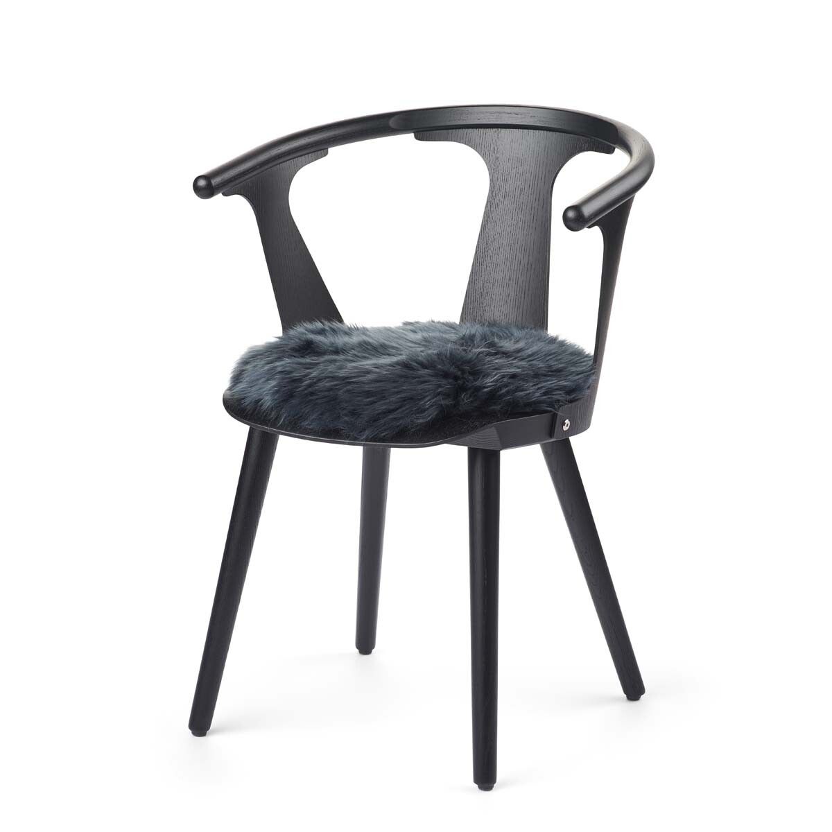 Dessus de siège en peau de mouton | Laine longue | Ø38 cm Marine