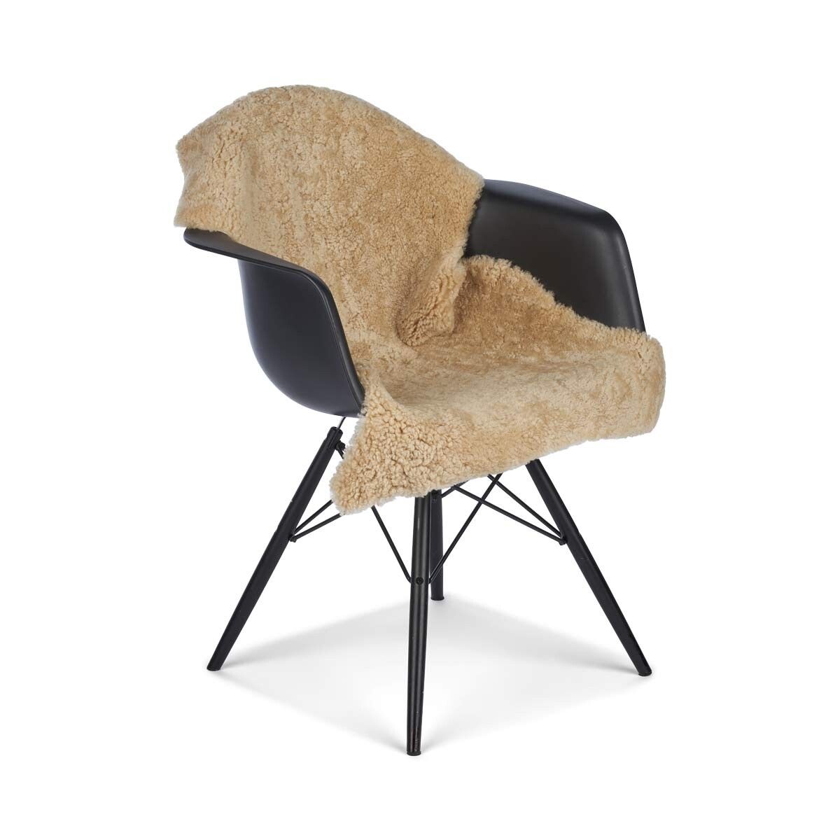 Peau de mouton à laine courte bouclée 90 cm Pierre de lune