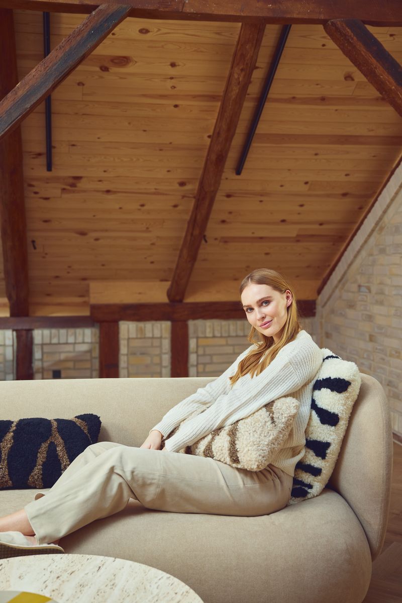 Coussin zébré Ivoire/Noir