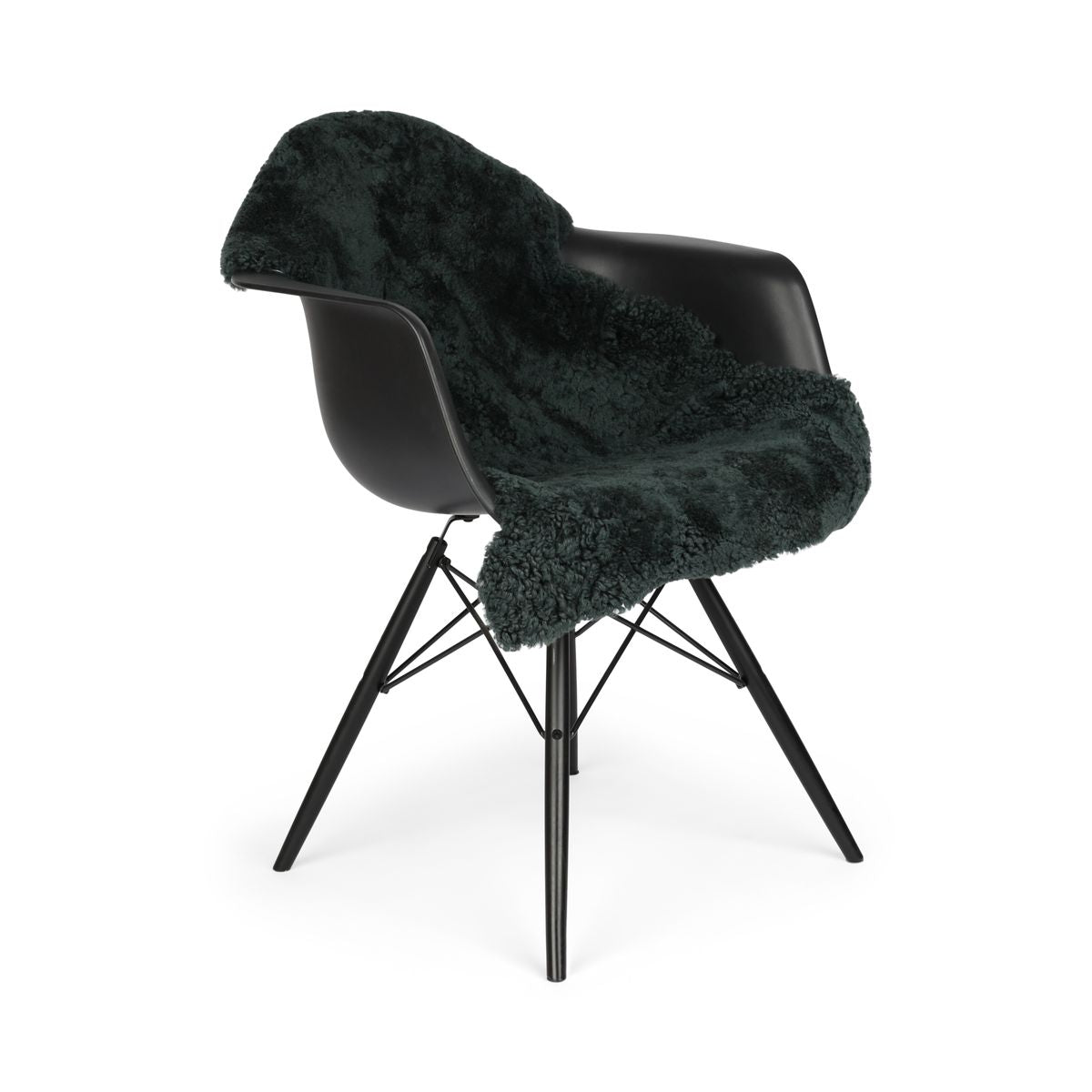 Peau de mouton à laine courte bouclée 90 cm Bleu/Gris