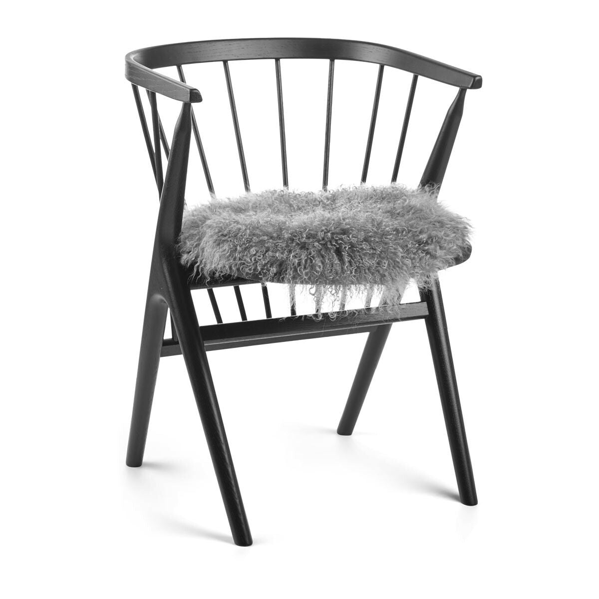 Dessus de siège en peau de mouton tibétaine | Ø38 cm Gris Léger