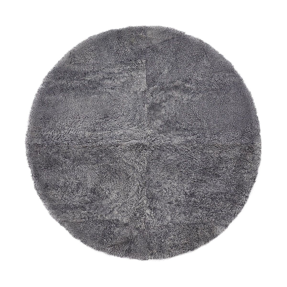 Tapis design en peau de mouton bouclée à laine courte Ø140 cm Gris Léger