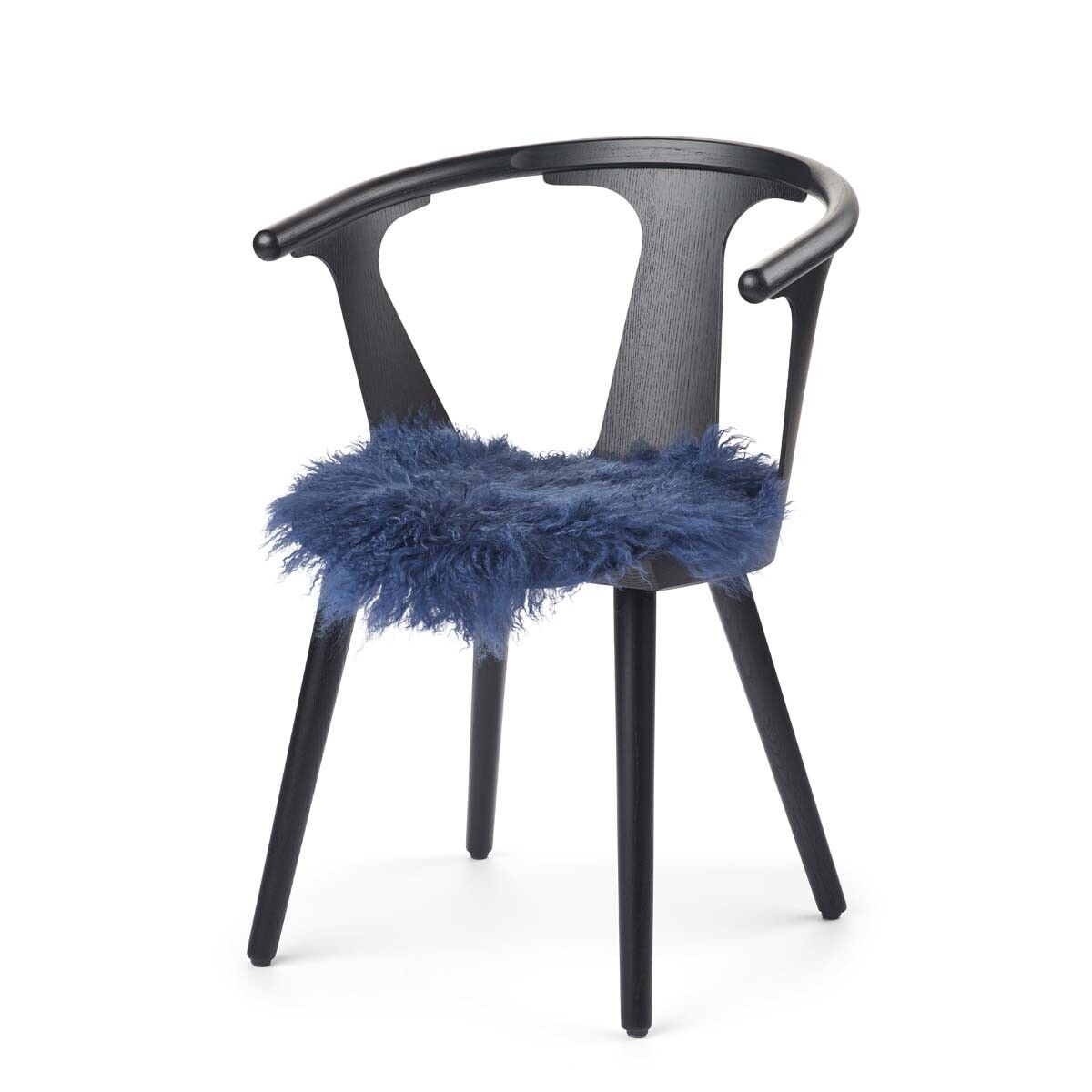 Dessus de siège en peau de mouton tibétaine | Ø38 cm Marine