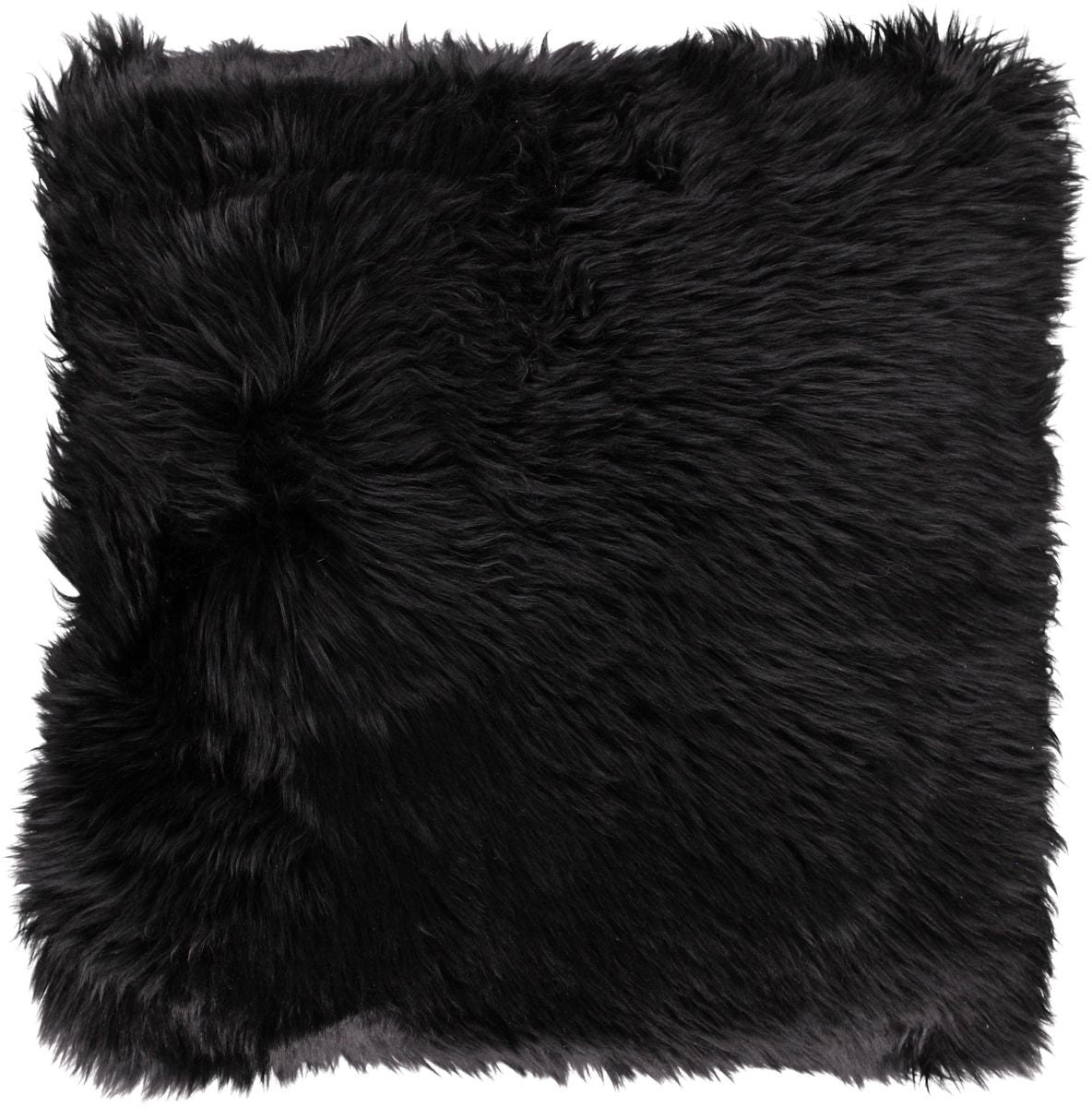Coussin en peau de mouton longue laine Noir