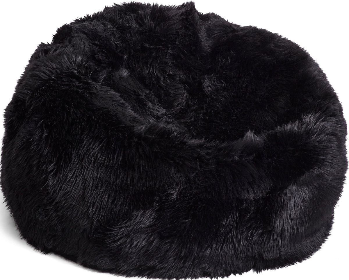 Pouf rond en peau de mouton à laine longue