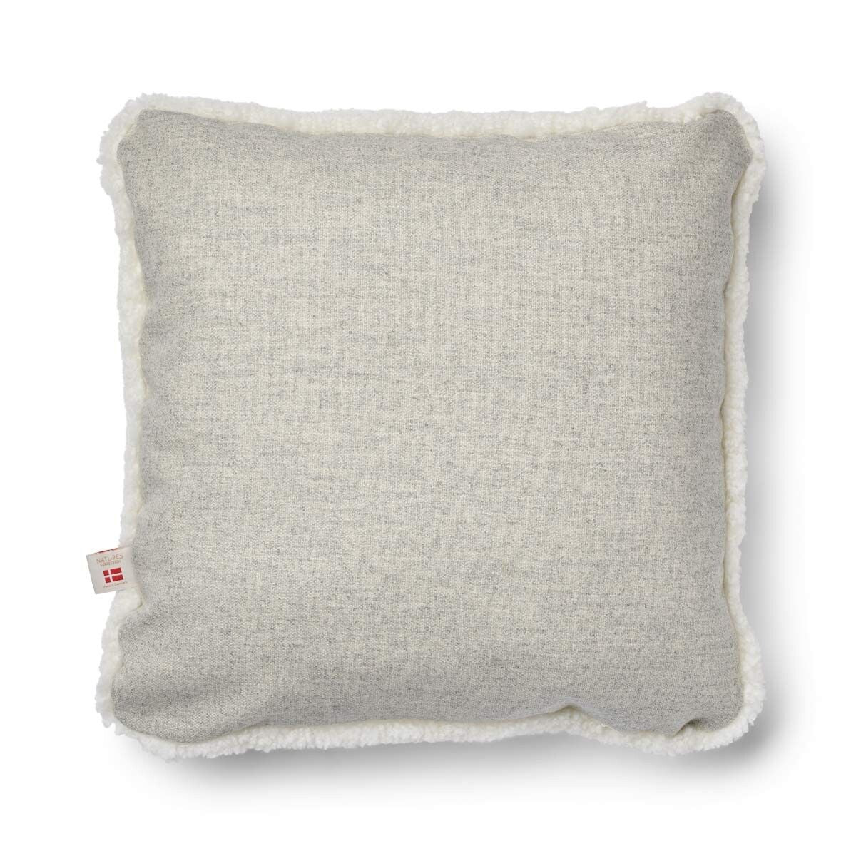 Coussin en laine courte de mouton Argent/Ivoire