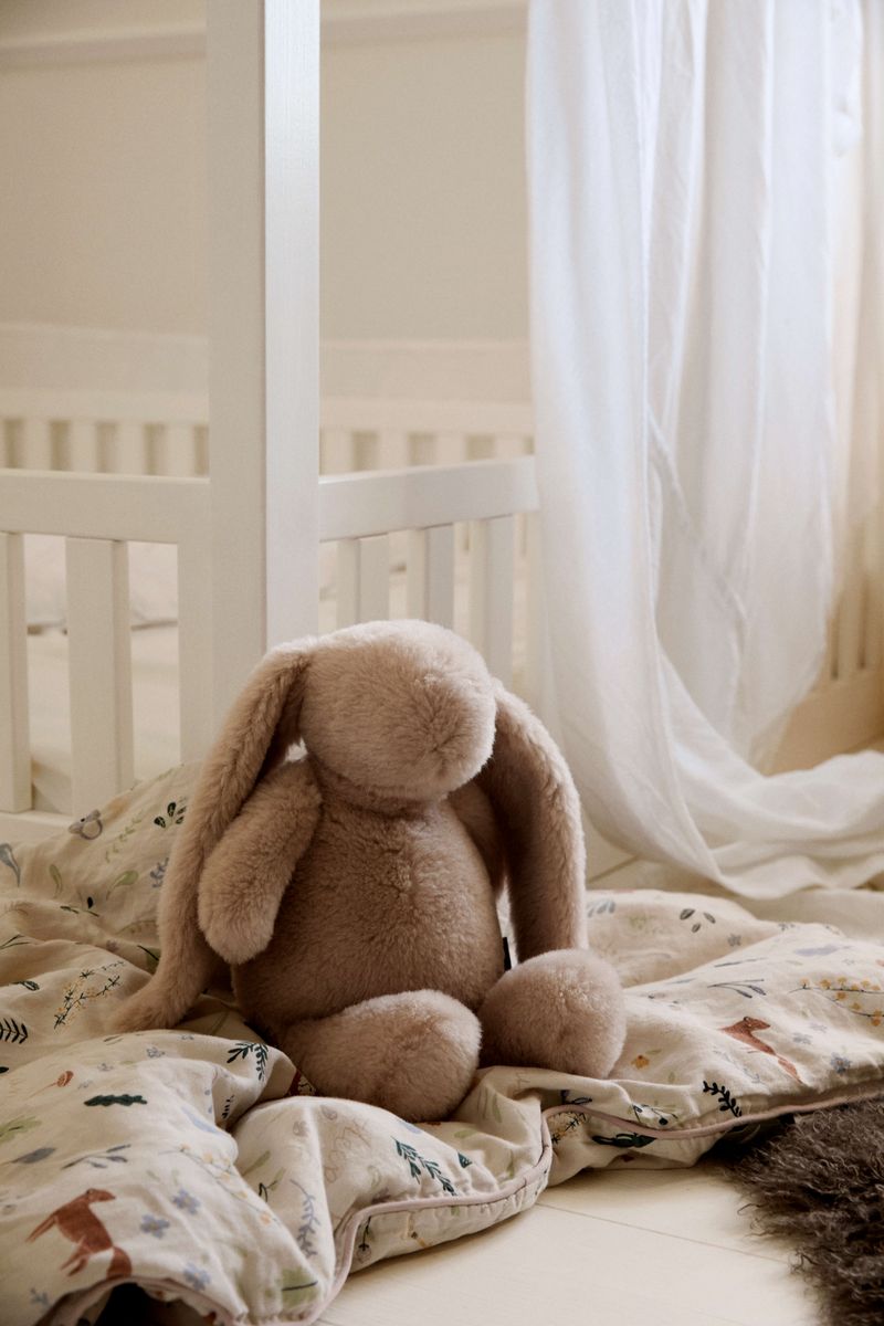 Ours en peluche lapin | Laine d’agneau Blanc