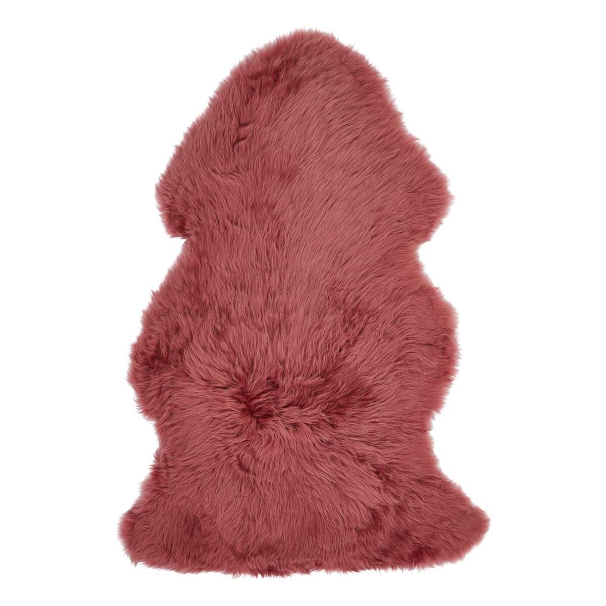 Peau de mouton de Nouvelle-Zélande à laine longue 115x60 cm Vieille Rose
