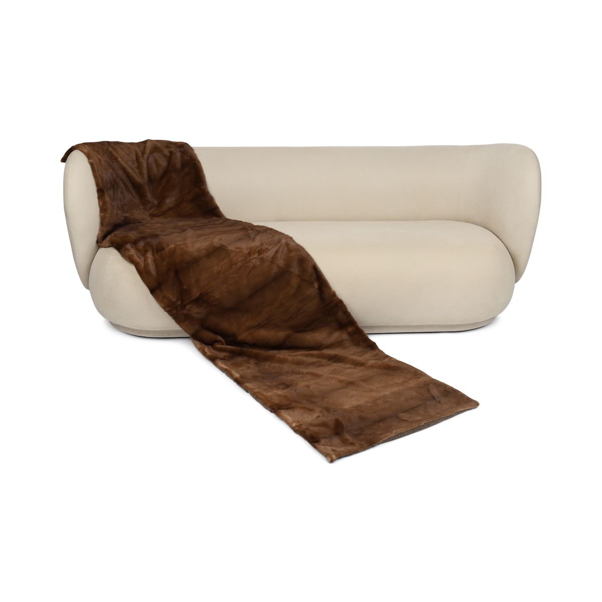 Plaid en vison | Dos en cachemire | Marron | 63x225 cm