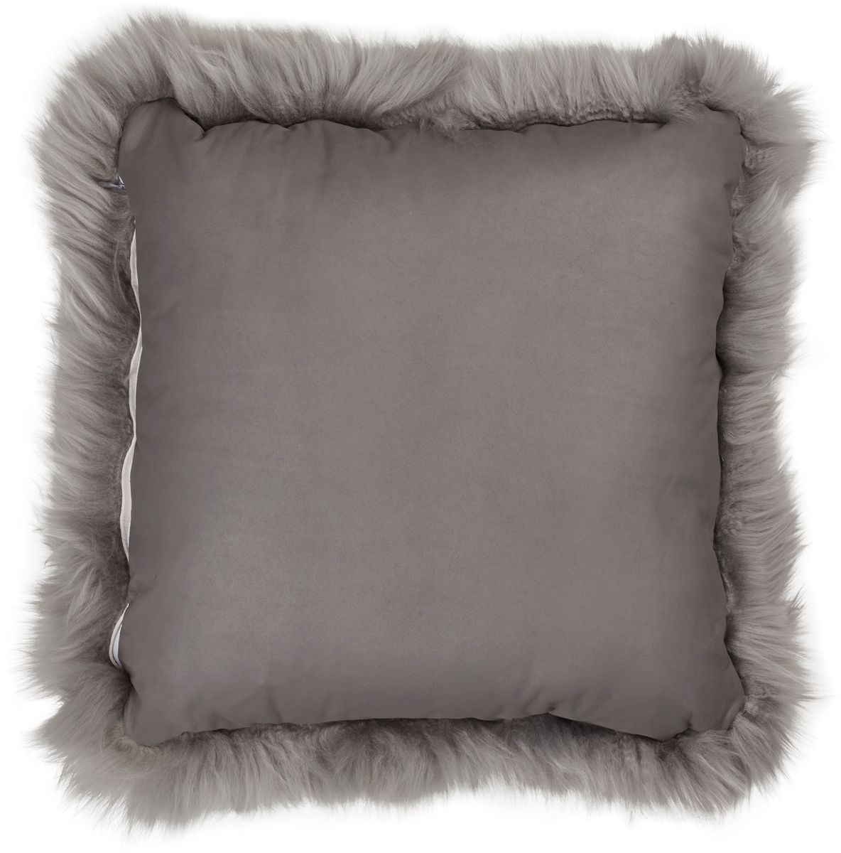 Coussin en peau de mouton longue laine Gris Léger