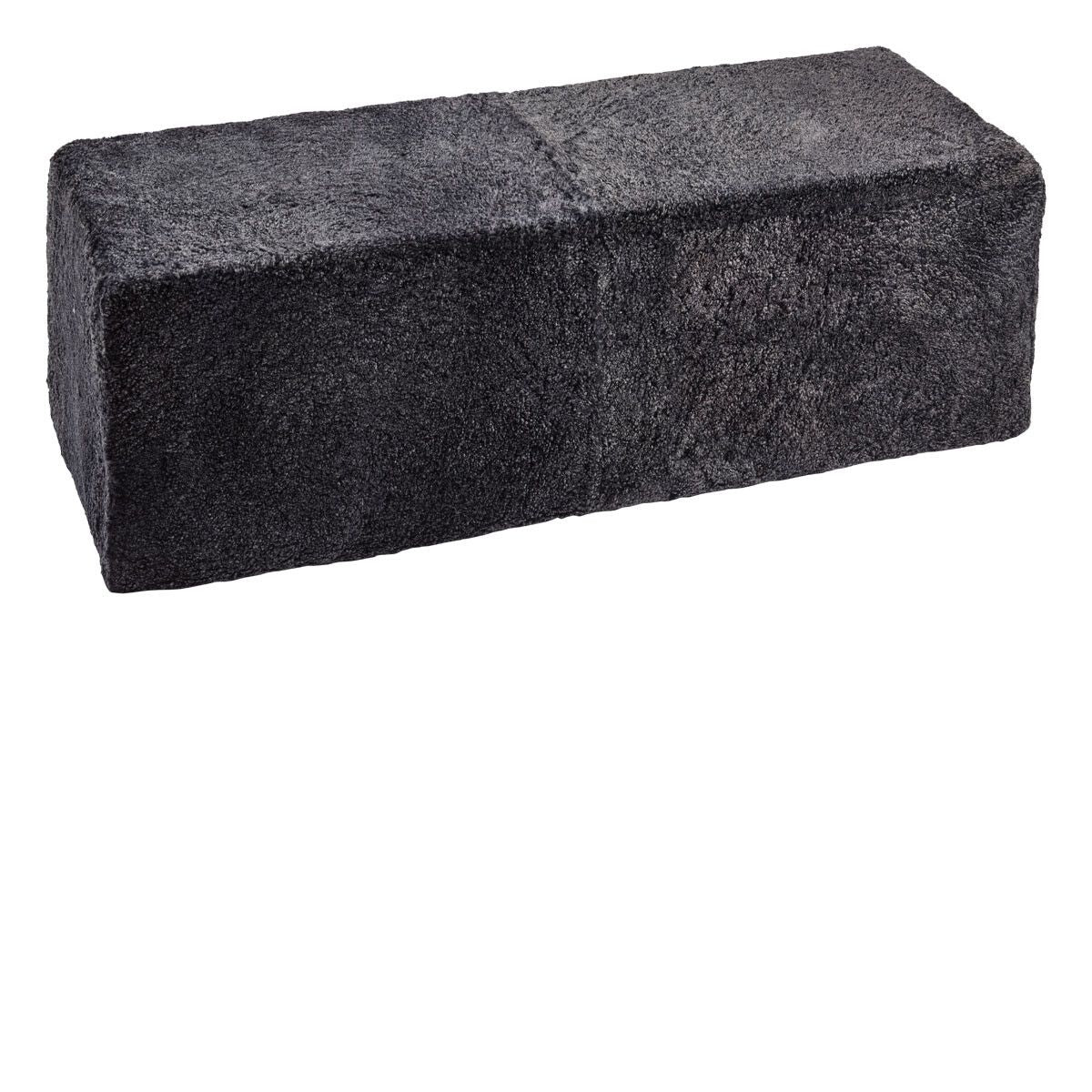 Banc-pouf en peau de mouton bouclée à laine courte Anthracite