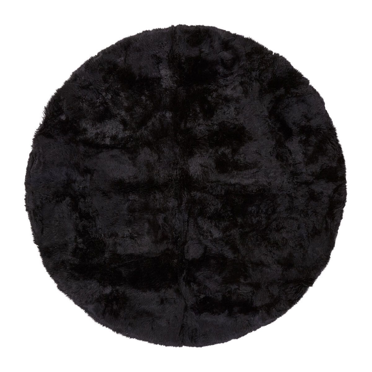 Tapis design en laine et peau de mouton ø140 cm Noir