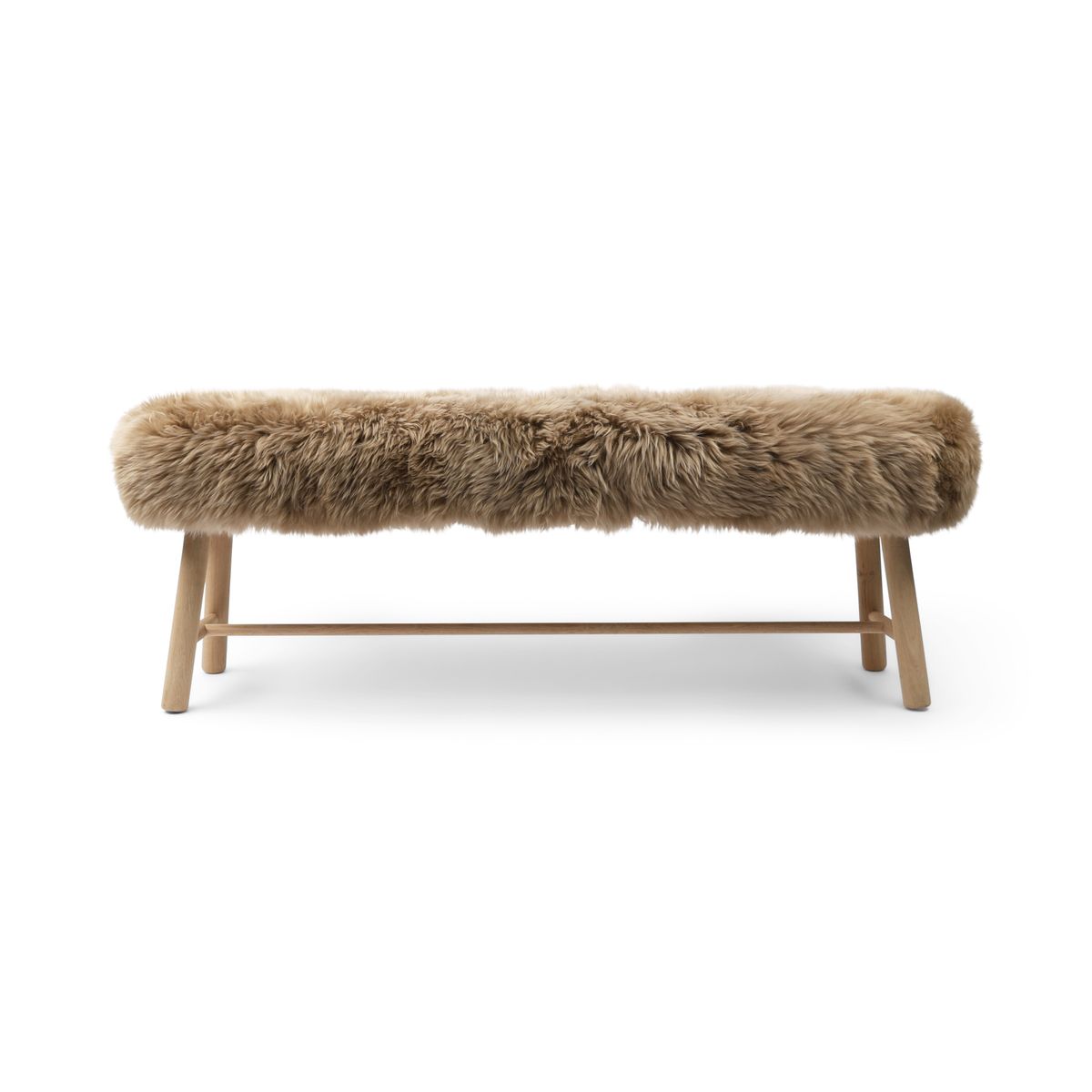 Banc en peau de mouton de Nouvelle-Zélande | poil long | Pieds en chêne