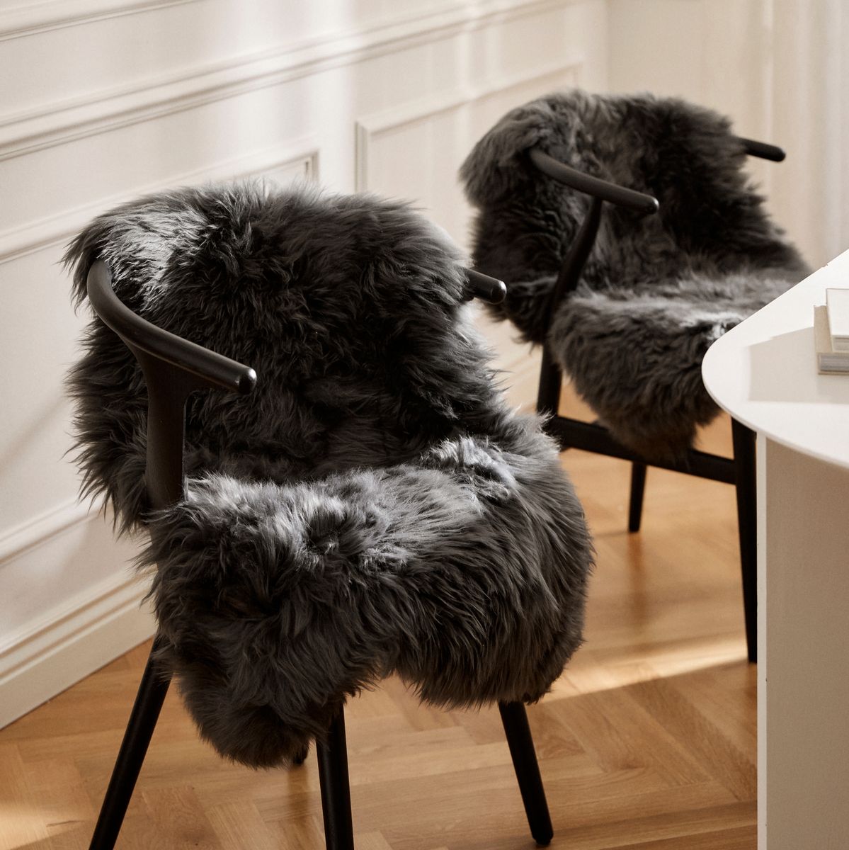 Peau de mouton de Nouvelle-Zélande à laine longue 80 cm Noir