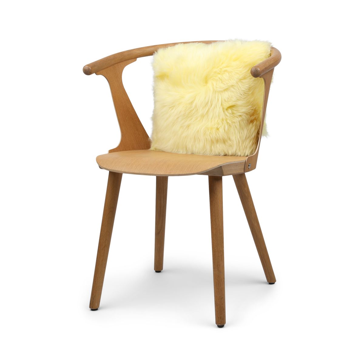 Coussin en peau de mouton longue laine Citron