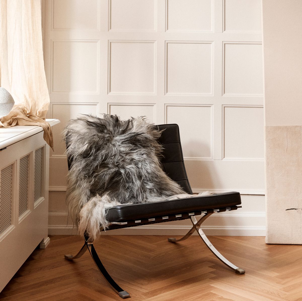 Peau de mouton islandaise | Laine longue | 120+ cm Gris Naturel
