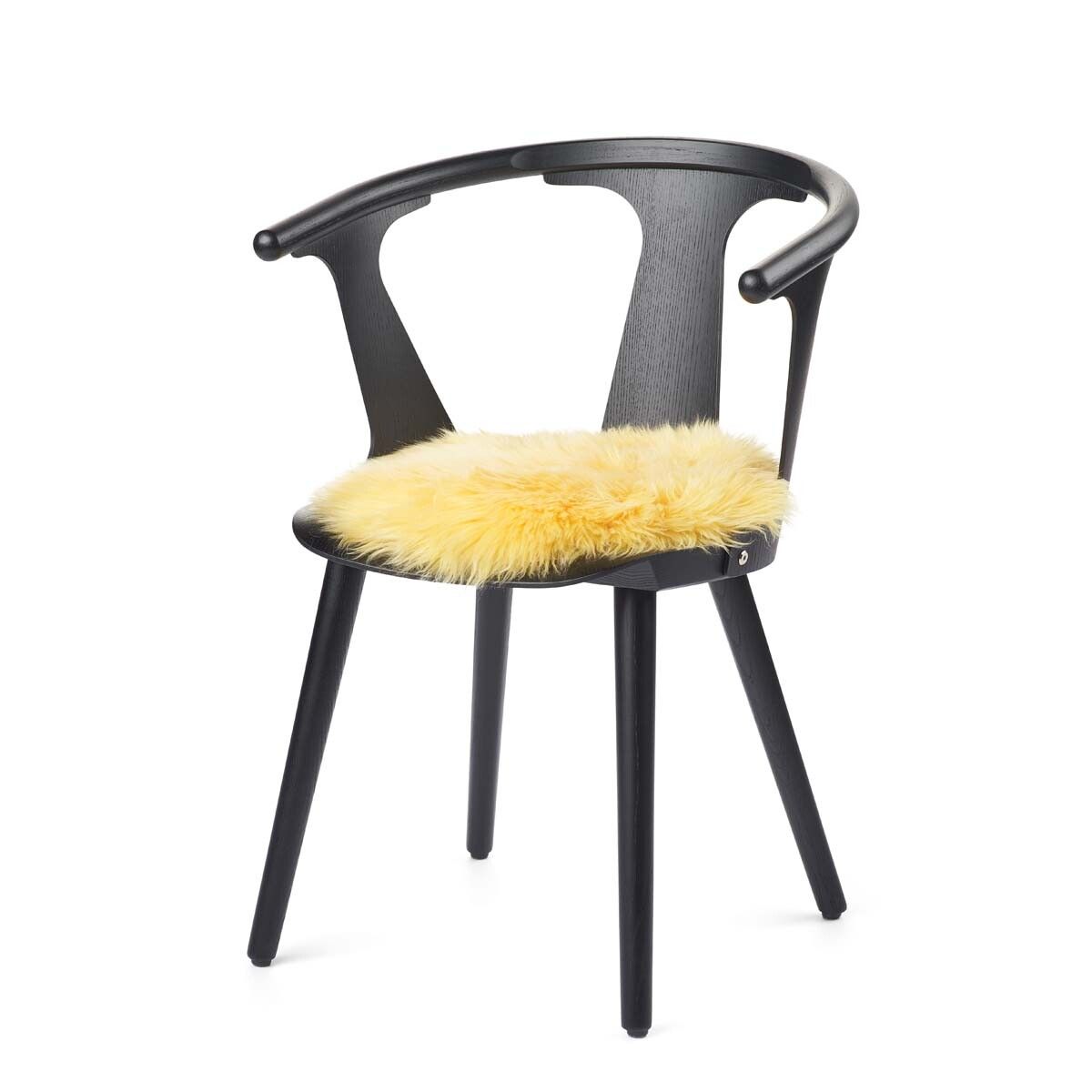 Dessus de siège en peau de mouton | Laine longue | Ø38 cm Citron
