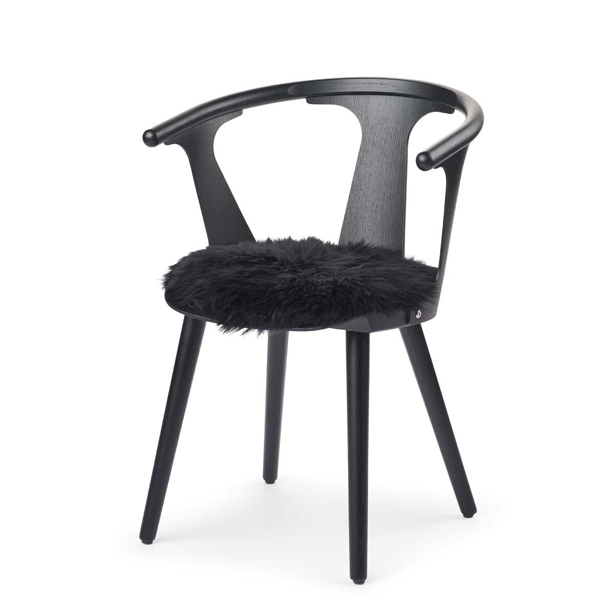 Dessus de siège en peau de mouton | Laine longue | Ø38 cm Noir