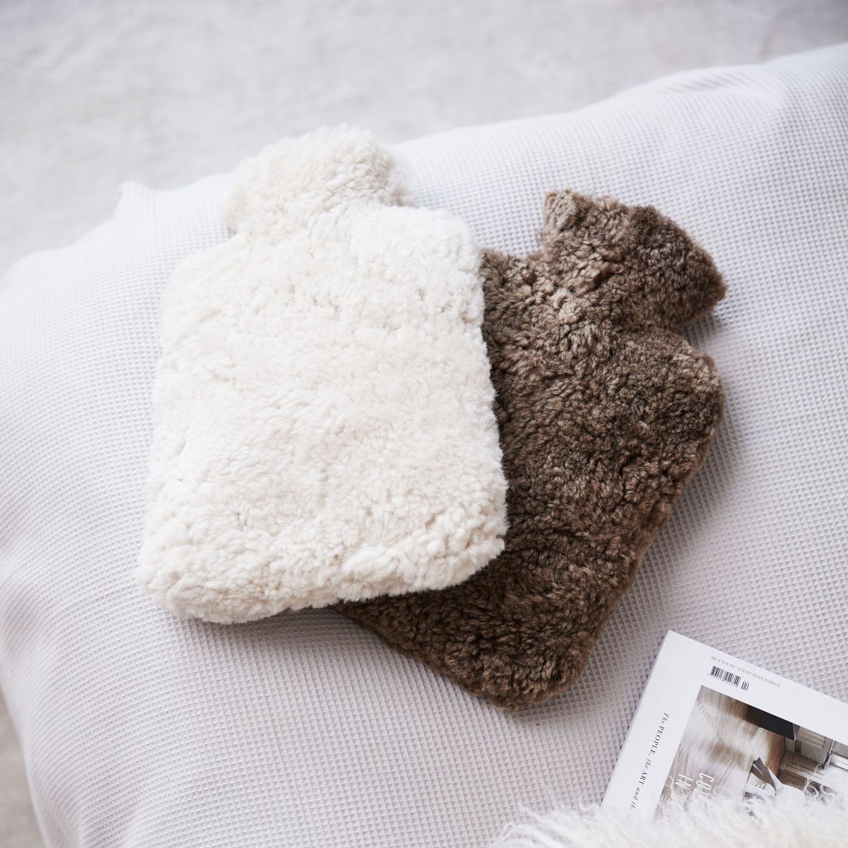 Bouillotte habillée de peau de mouton Anthracite