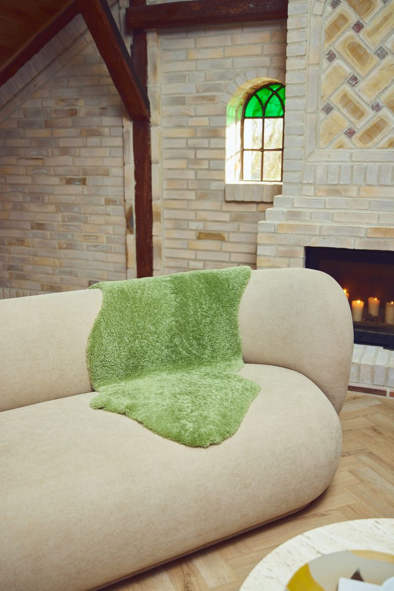 Peau de mouton de Nouvelle-Zélande | Poils courts bouclés | Tapis 100 cm Vert sauge