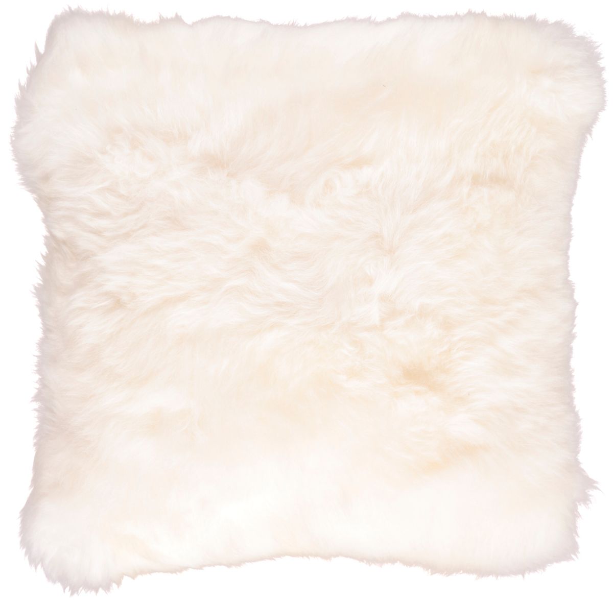 Coussin en peau de mouton longue laine Ivoire