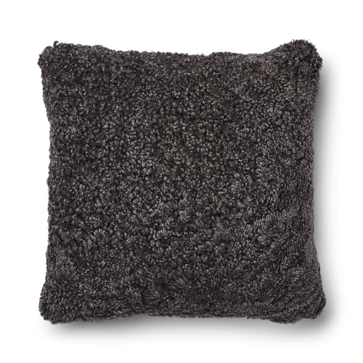 Coussin en laine courte de mouton Marron/Cappuccino