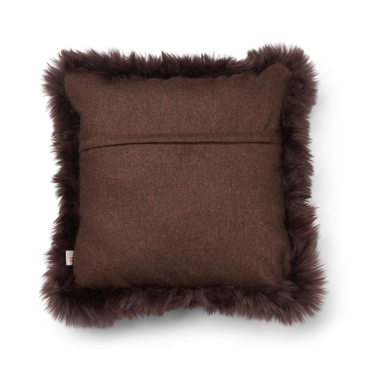 Coussin en peau de mouton longue laine Chocolat