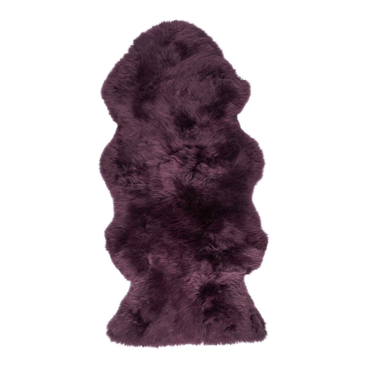 Peau de mouton de Nouvelle-Zélande à laine longue 135 cm Aubergine