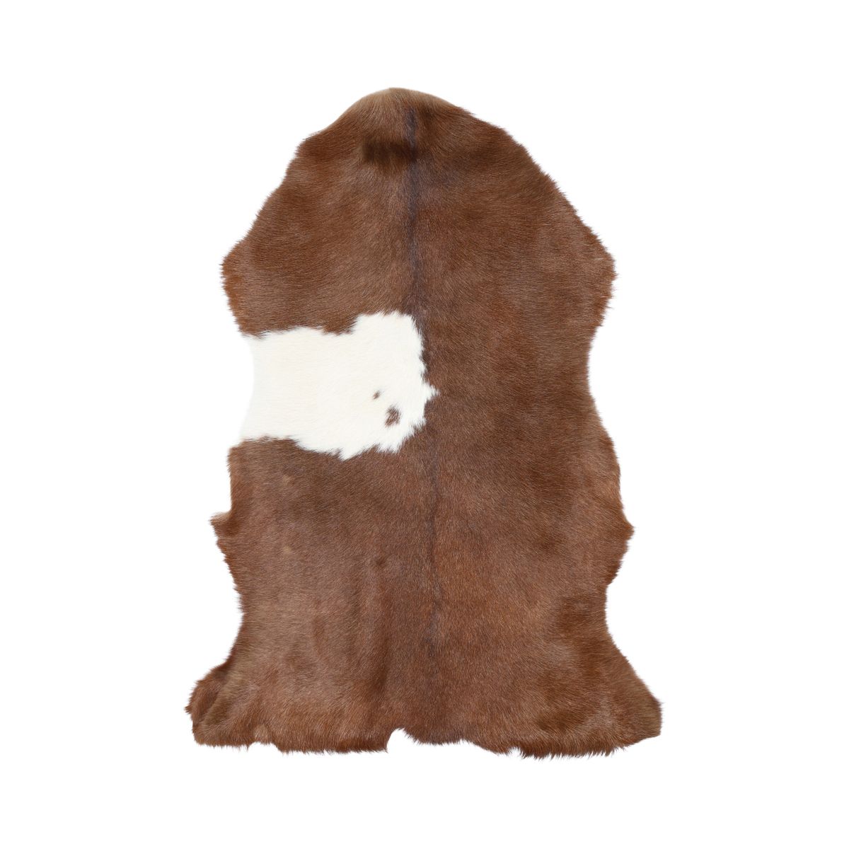 Peau de chèvre premium | Laine courte Marron/Blanc